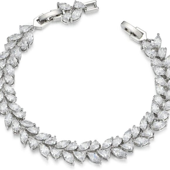 Jewelry - Bridal Wedding Bracelet Cubic Zirconia Silver Classic Tennis Jewelry Gift